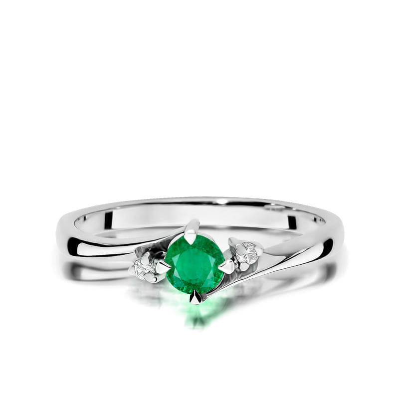 Inel Aur 14K cu Smarald 0.30 ct si Diamante Naturale 0.03 ct, imaginea 10 din 12