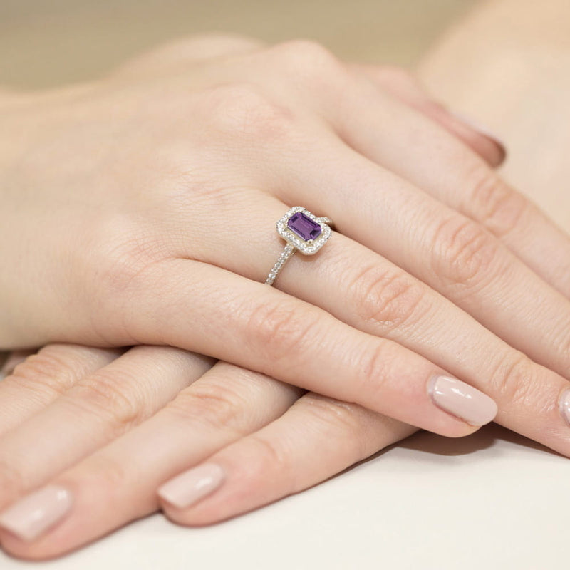 Inel Aur 14K cu Ametist 0.50 ct si Diamante Naturale 0.19 ct, imaginea 12 din 12