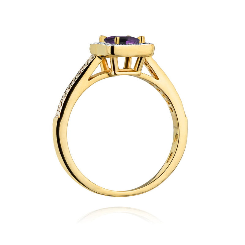 Inel Aur 14K cu Ametist 0.50 ct si Diamante Naturale 0.19 ct, imaginea 3 din 12