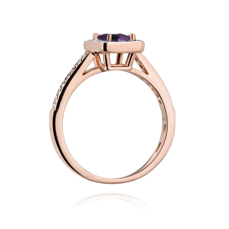 Inel Aur 14K cu Ametist 0.50 ct si Diamante Naturale 0.19 ct, imaginea 7 din 12