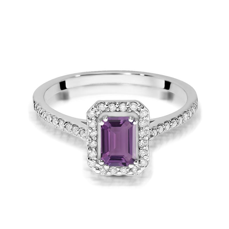 Inel Aur 14K cu Ametist 0.50 ct si Diamante Naturale 0.19 ct, imaginea 10 din 12