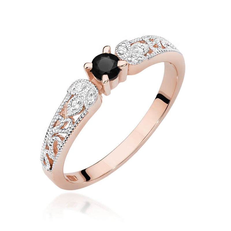 Inel Aur 14K cu Diamante Naturale Albe si Negre 0.15 ct, imaginea 5 din 12