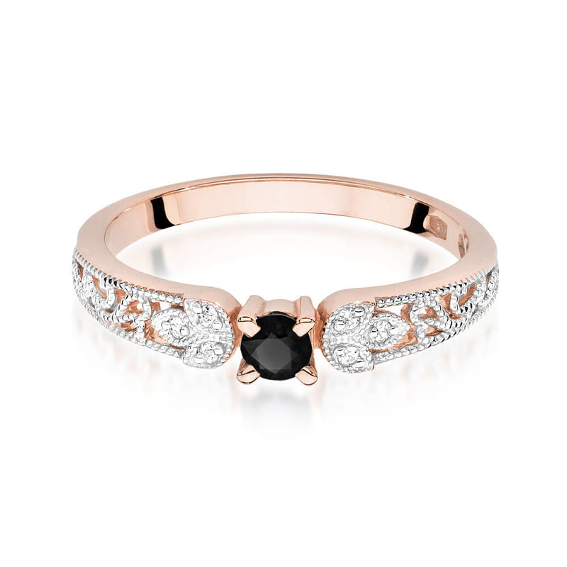 Inel Aur 14K cu Diamante Naturale Albe si Negre 0.15 ct, imaginea 6 din 12