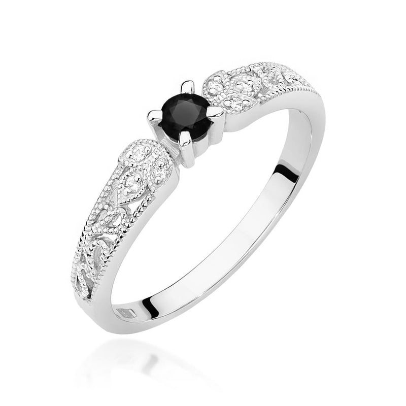 Inel Aur 14K cu Diamante Naturale Albe si Negre 0.15 ct, imaginea 9 din 12