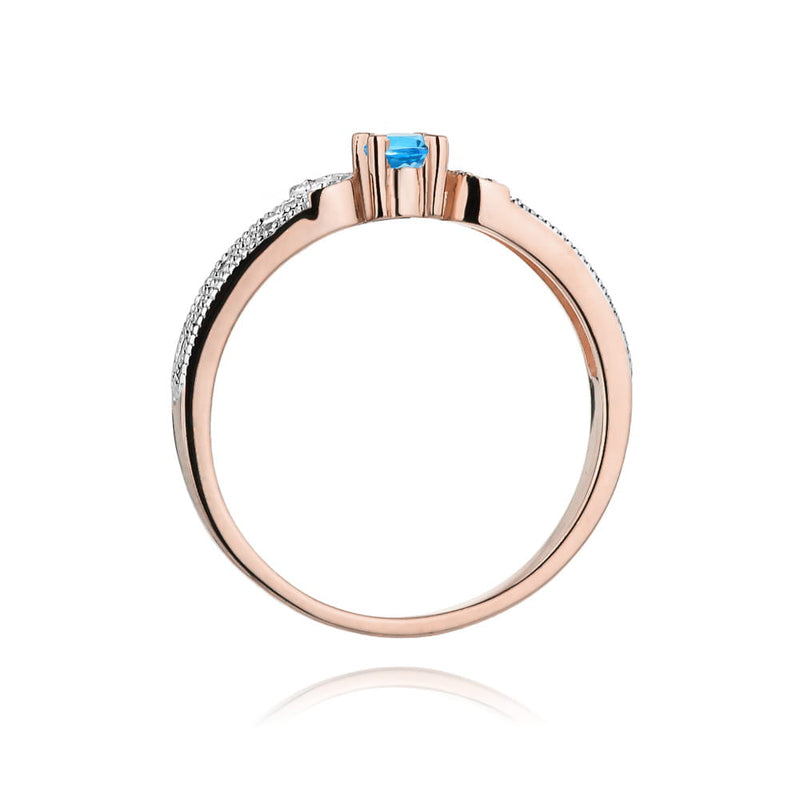 Inel Aur 14K cu Topaz Swiss 0.15 ct si Diamante Naturale 0.03 ct, imaginea 7 din 12