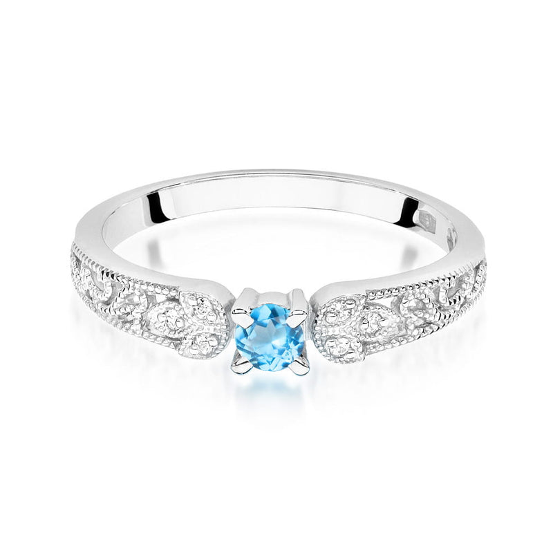 Inel Aur 14K cu Topaz Swiss 0.15 ct si Diamante Naturale 0.03 ct, imaginea 10 din 12