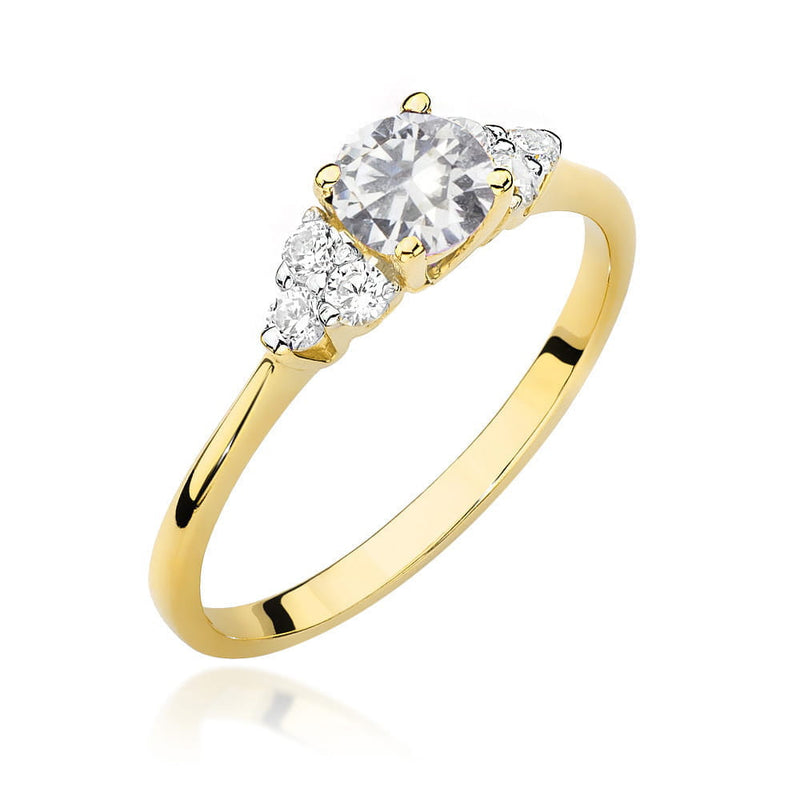 Inel Aur 14K cu White Sapphire 0.60 ct si Diamante Naturale 0.18 ct, imaginea 5 din 16
