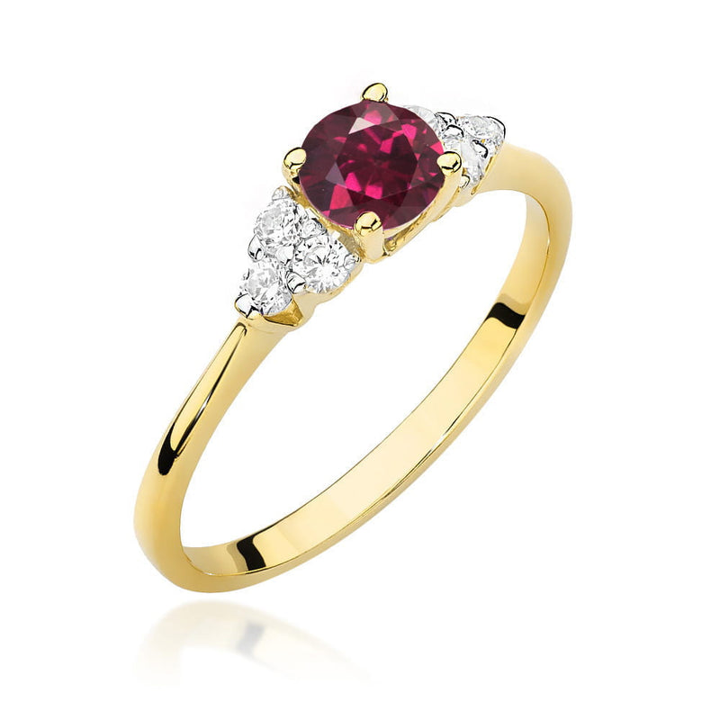 Inel Aur 14K cu Rhodolite 0.60 ct si Diamante Naturale 0.18 ct — Aur galben
