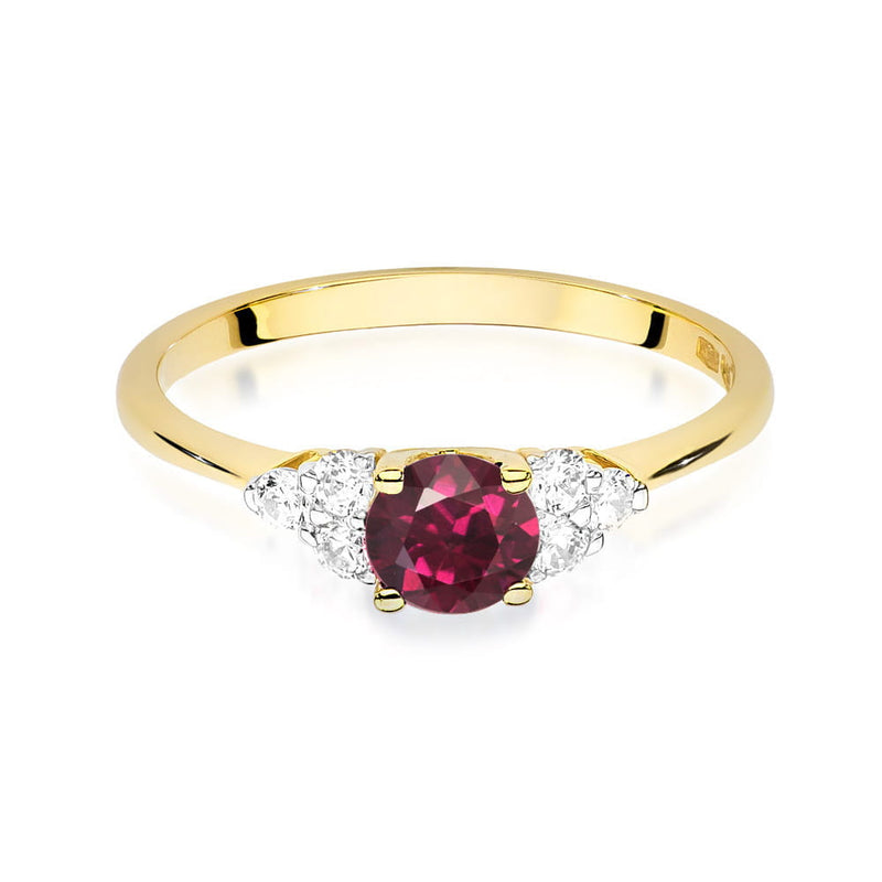 Inel Aur 14K cu Rhodolite 0.60 ct si Diamante Naturale 0.18 ct, imaginea 2 din 12