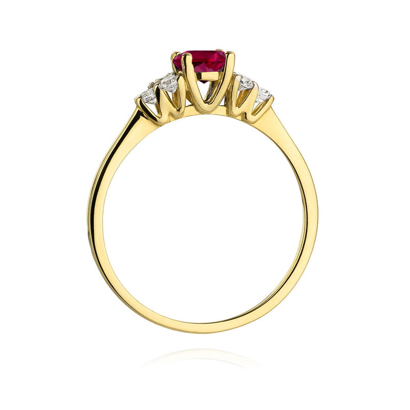 Inel Aur 14K cu Rhodolite 0.60 ct si Diamante Naturale 0.18 ct, imaginea 3 din 12