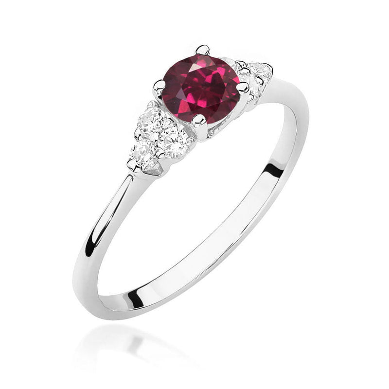 Inel Aur 14K cu Rhodolite 0.60 ct si Diamante Naturale 0.18 ct, imaginea 9 din 12
