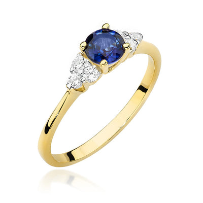 Inel Aur 14K cu Safir 0.50 ct si Diamante Naturale 0.18 ct