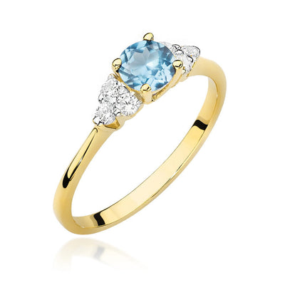 Inel Aur 14K cu Topaz Swiss 0.50 ct si Diamante Naturale 0.18 ct
