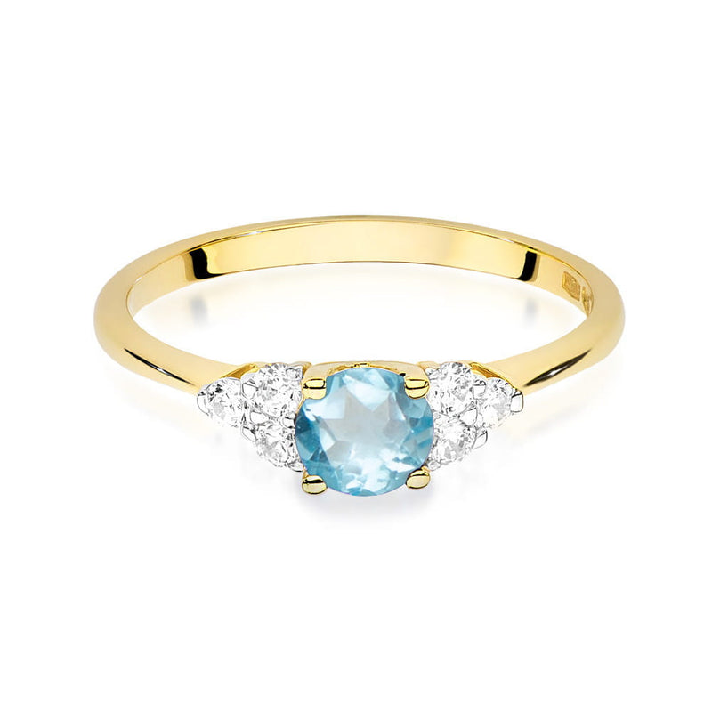 Inel Aur 14K cu Topaz Swiss 0.50 ct si Diamante Naturale 0.18 ct, imaginea 6 din 16
