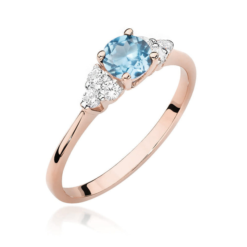Inel Aur 14K cu Topaz Swiss 0.50 ct si Diamante Naturale 0.18 ct, imaginea 9 din 16