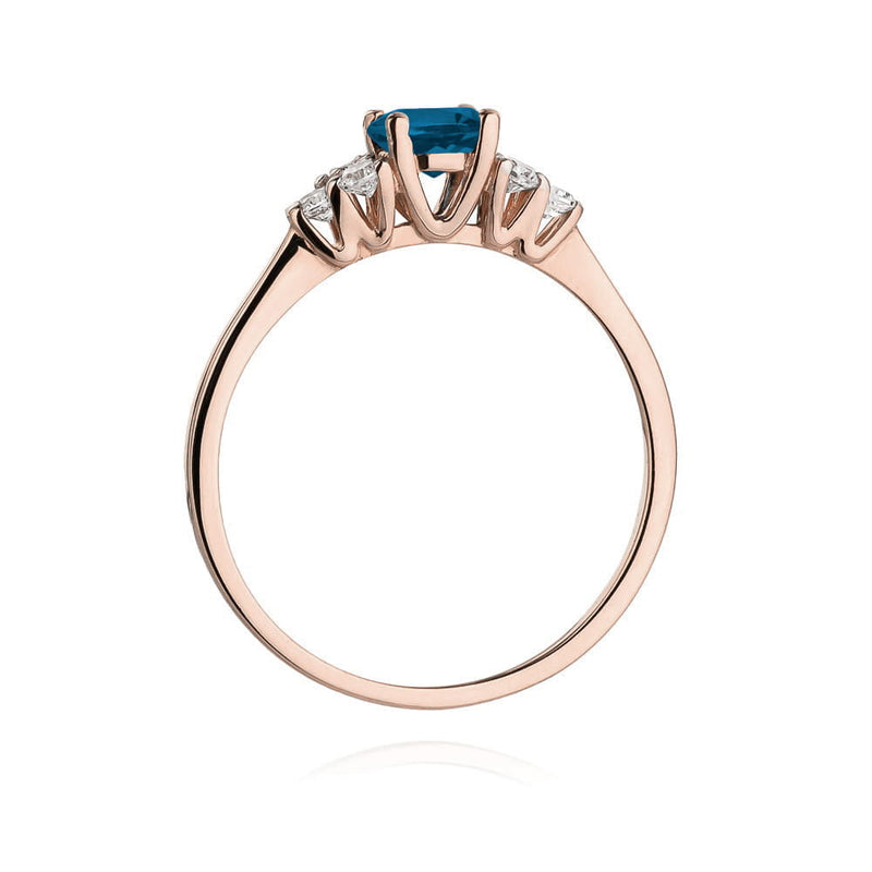Inel Aur 14K cu Topaz London Blue 0.50 ct si Diamante Naturale 0.18 ct, imaginea 11 din 16