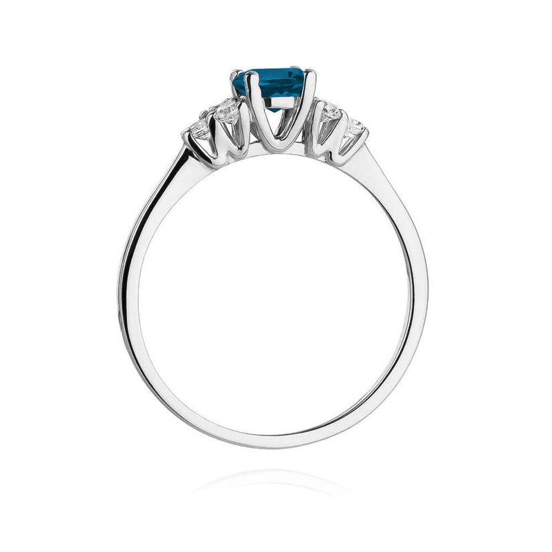 Inel Aur 14K cu Topaz London Blue 0.50 ct si Diamante Naturale 0.18 ct, imaginea 15 din 16