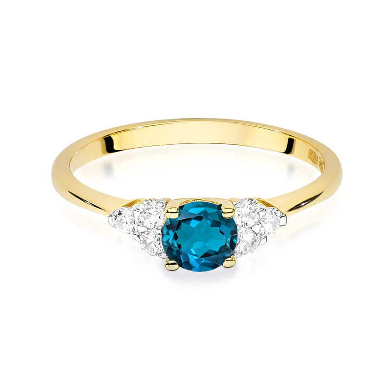 Inel Aur 14K cu Topaz London Blue 0.50 ct si Diamante Naturale 0.18 ct, imaginea 2 din 16