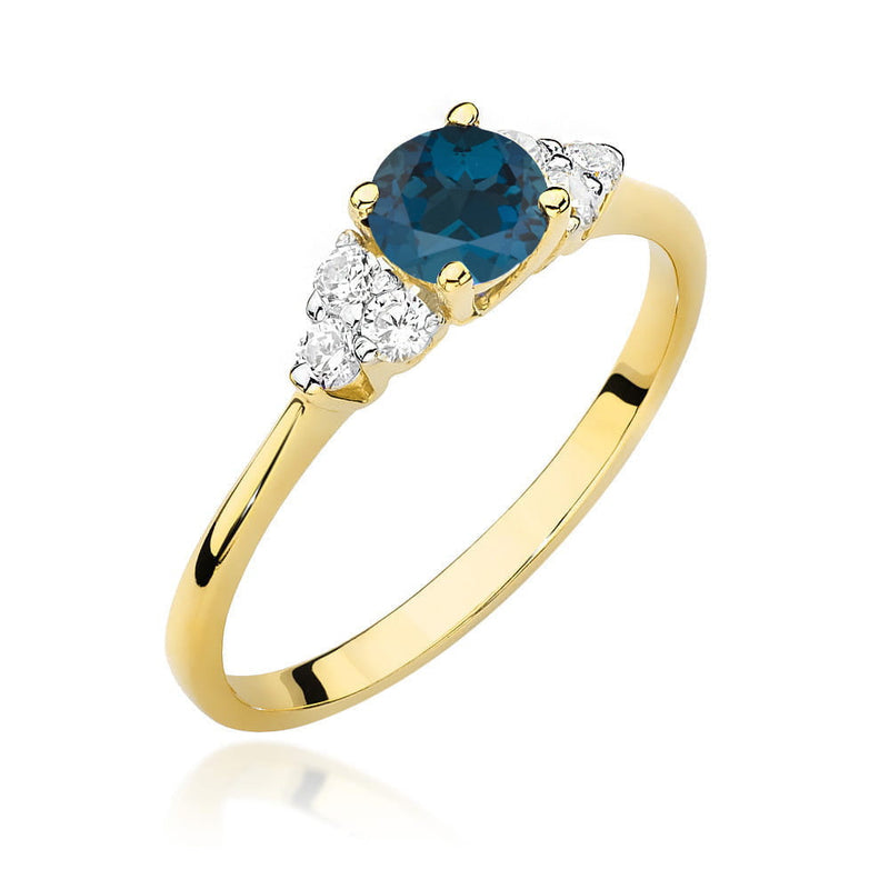 Inel Aur 14K cu Topaz London Blue 0.50 ct si Diamante Naturale 0.18 ct, imaginea 5 din 16