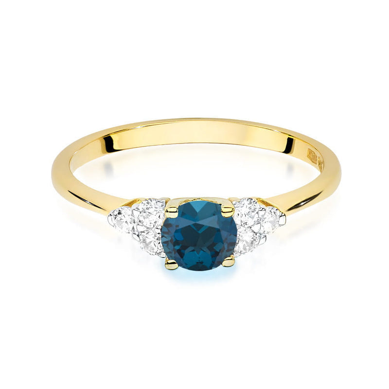 Inel Aur 14K cu Topaz London Blue 0.50 ct si Diamante Naturale 0.18 ct, imaginea 6 din 16