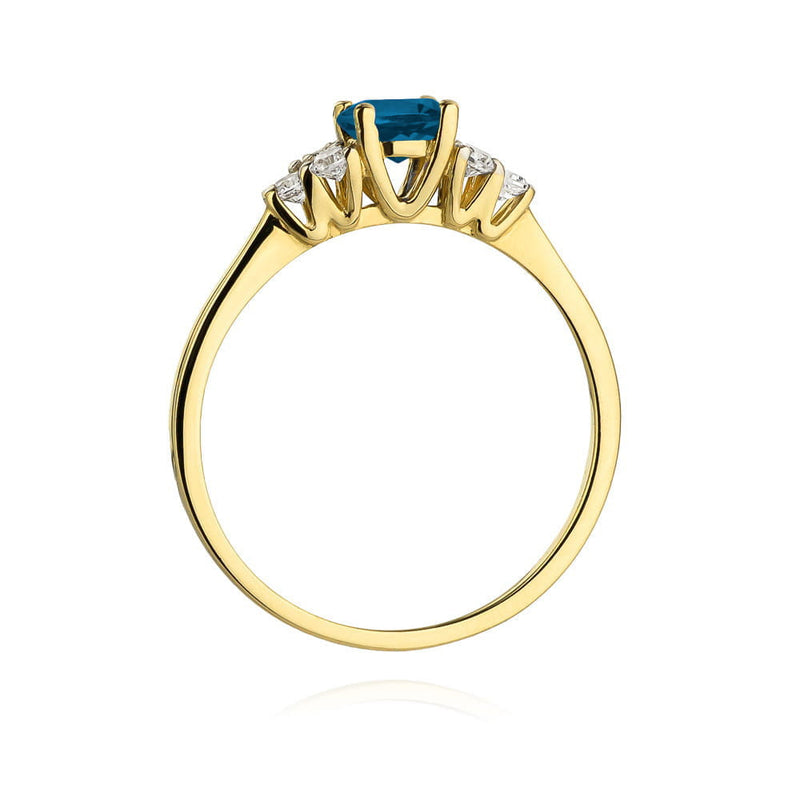 Inel Aur 14K cu Topaz London Blue 0.50 ct si Diamante Naturale 0.18 ct, imaginea 7 din 16