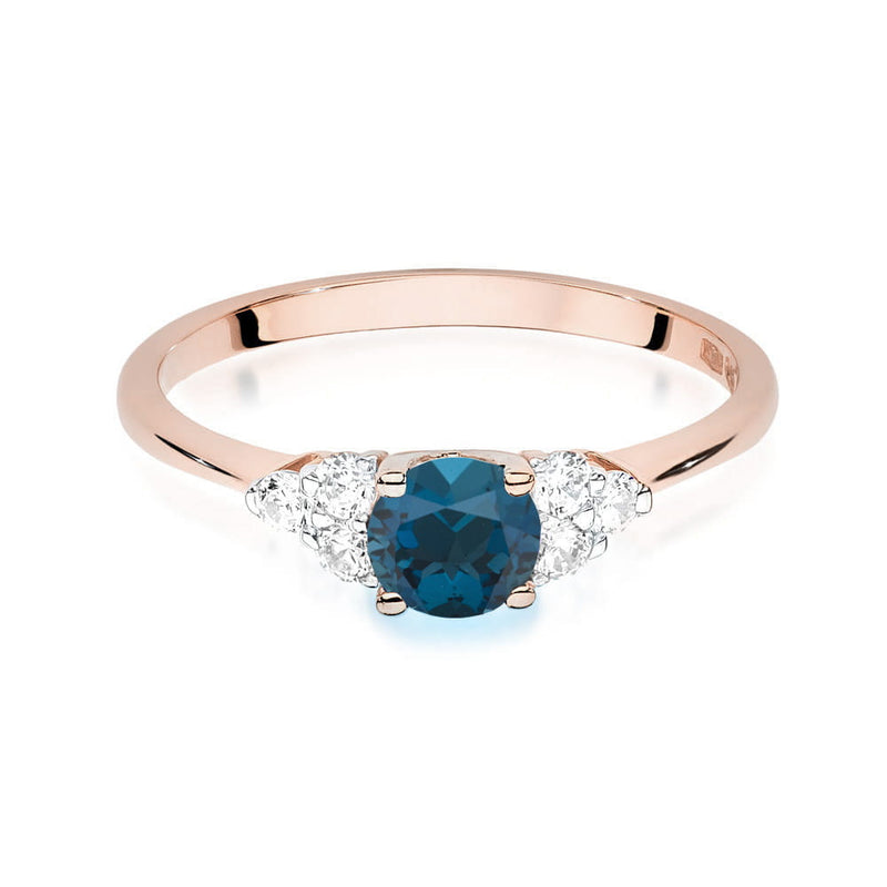 Inel Aur 14K cu Topaz London Blue 0.50 ct si Diamante Naturale 0.18 ct, imaginea 10 din 16