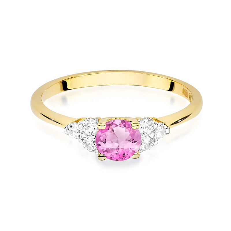 Inel Aur 14K cu Topaz Roz 0.60 ct si Diamante Naturale 0.18 ct, imaginea 2 din 12