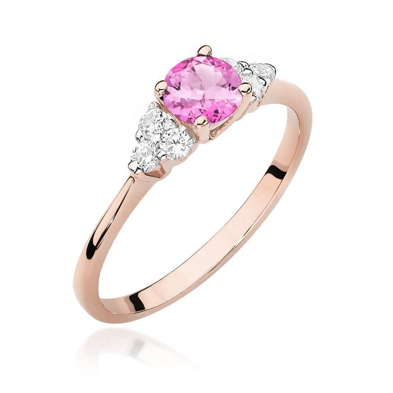 Inel Aur 14K cu Topaz Roz 0.60 ct si Diamante Naturale 0.18 ct, imaginea 5 din 12