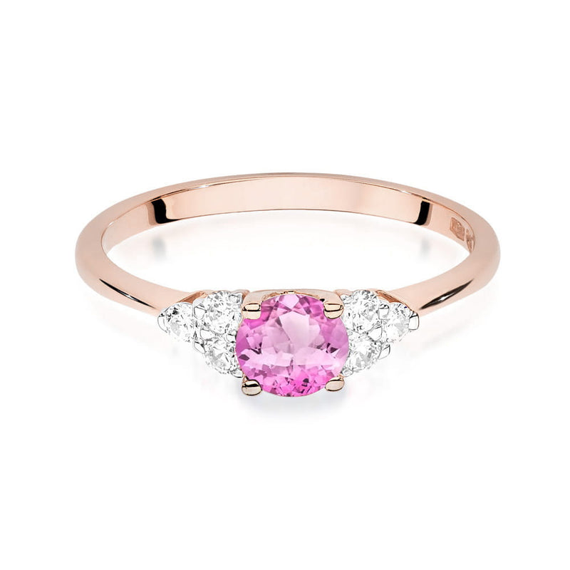 Inel Aur 14K cu Topaz Roz 0.60 ct si Diamante Naturale 0.18 ct, imaginea 6 din 12