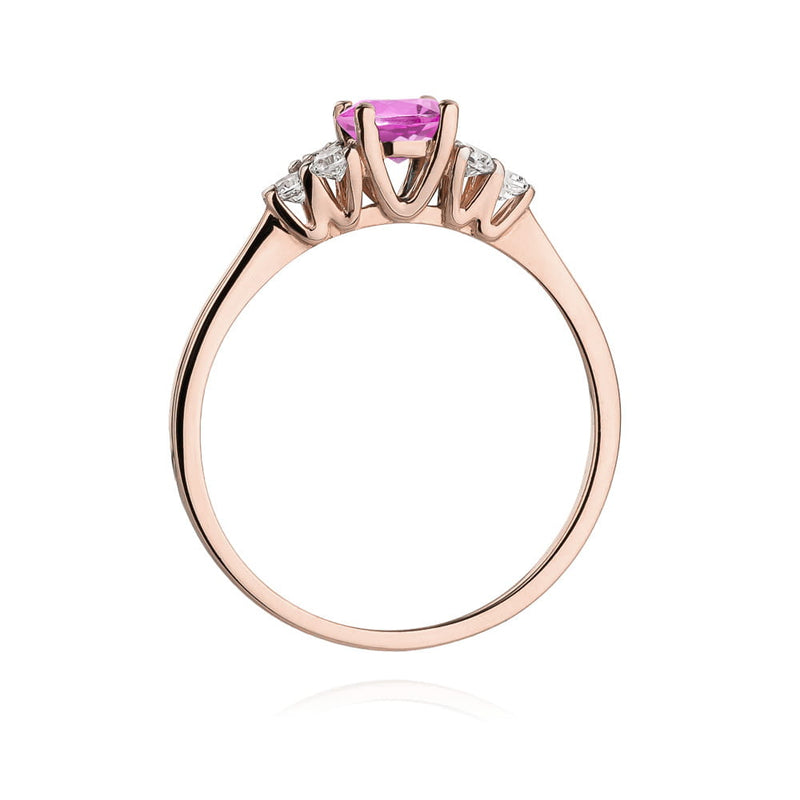 Inel Aur 14K cu Topaz Roz 0.60 ct si Diamante Naturale 0.18 ct, imaginea 7 din 12