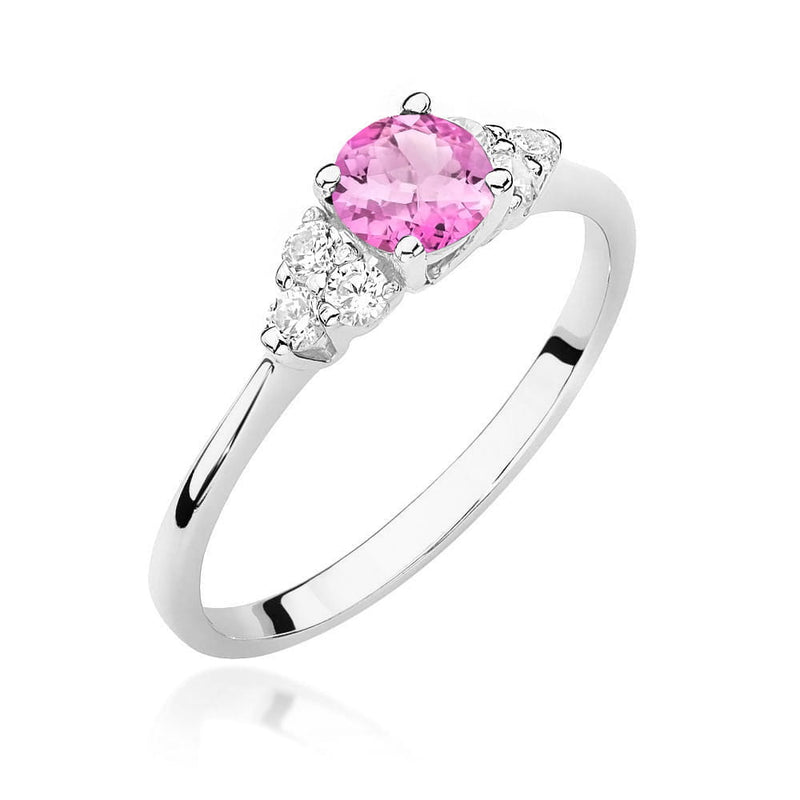 Inel Aur 14K cu Topaz Roz 0.60 ct si Diamante Naturale 0.18 ct, imaginea 9 din 12