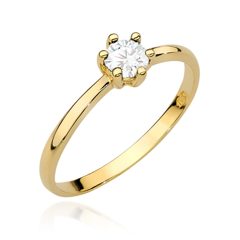 Inel Aur 14K cu Diamant Natural 0.30 ct — Aur galben