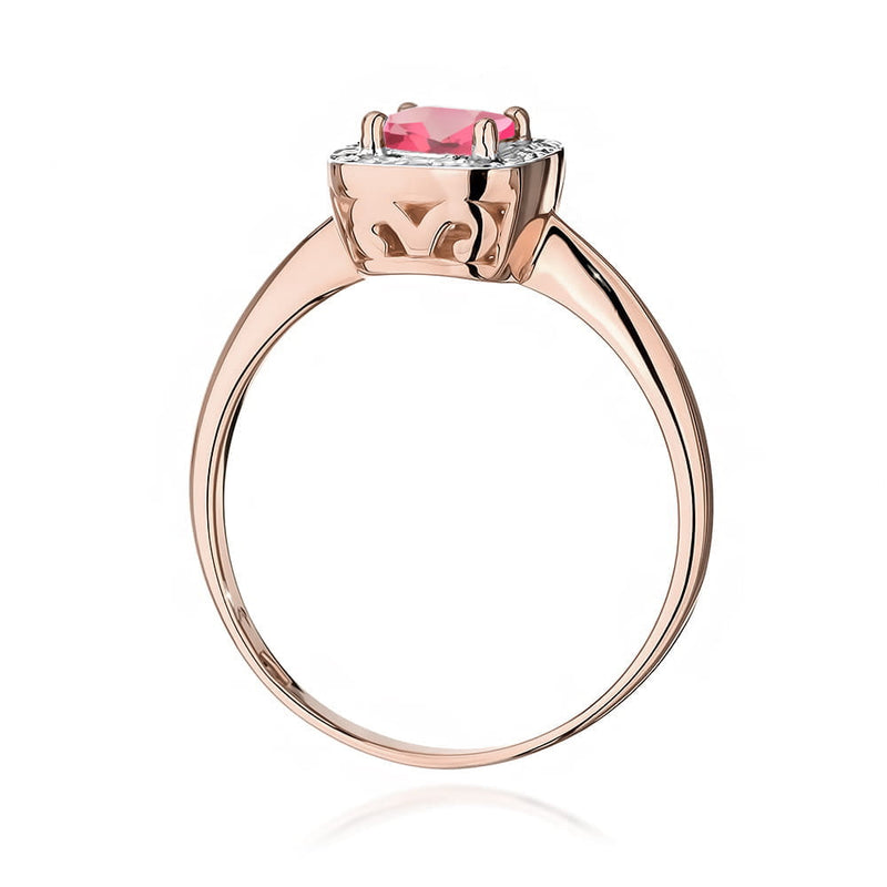 Inel Aur 14K cu Topaz Roz 0.65 ct si Diamante Naturale 0.10 ct, imaginea 7 din 12