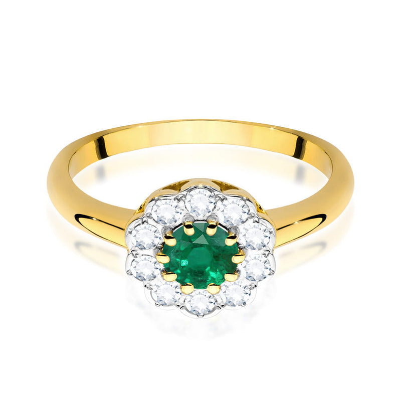 Inel Aur 14K cu Smarald 0.50 ct si Diamante Naturale 0.30 ct, imaginea 2 din 9