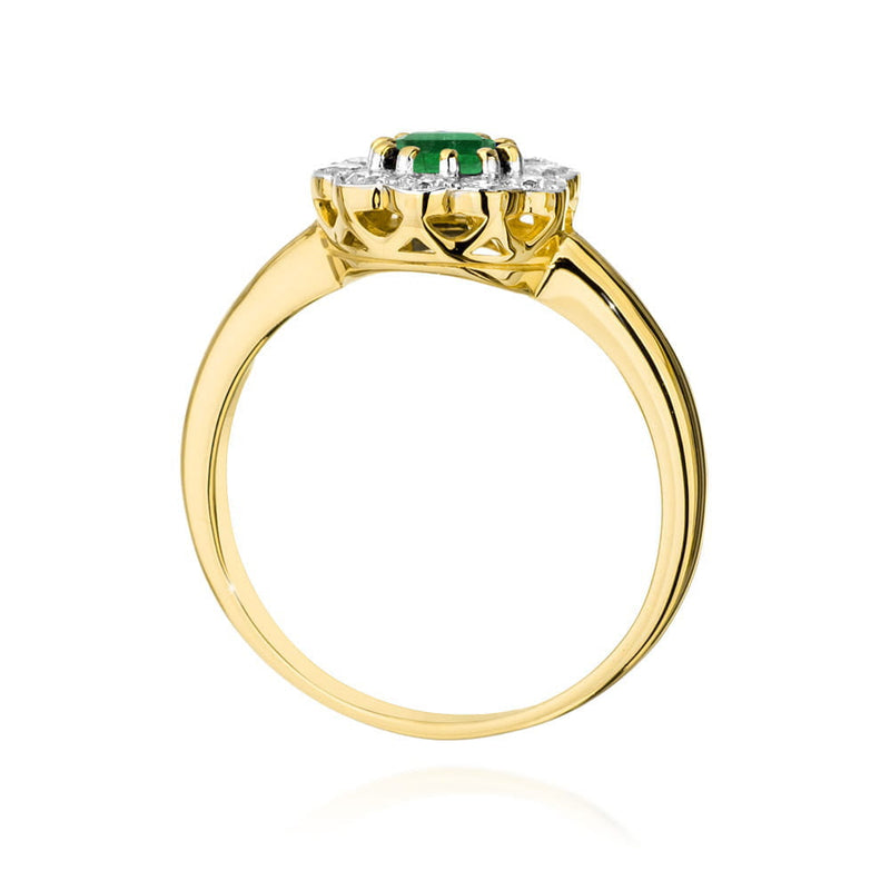 Inel Aur 14K cu Smarald 0.50 ct si Diamante Naturale 0.30 ct, imaginea 3 din 9