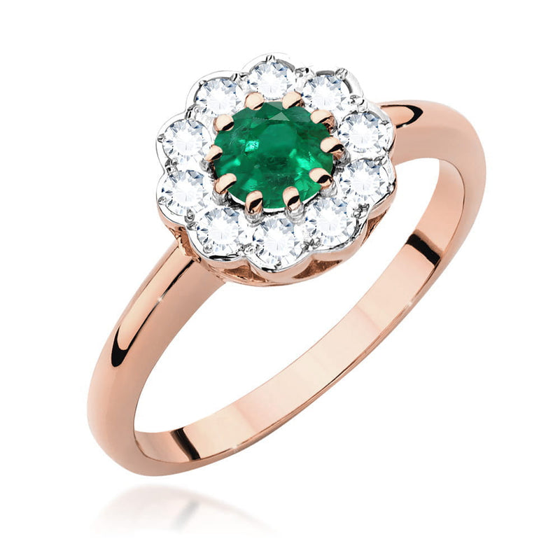 Inel Aur 14K cu Smarald 0.50 ct si Diamante Naturale 0.30 ct, imaginea 4 din 9