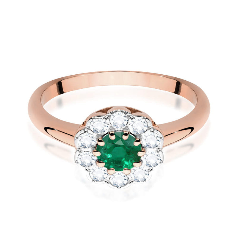 Inel Aur 14K cu Smarald 0.50 ct si Diamante Naturale 0.30 ct, imaginea 5 din 9
