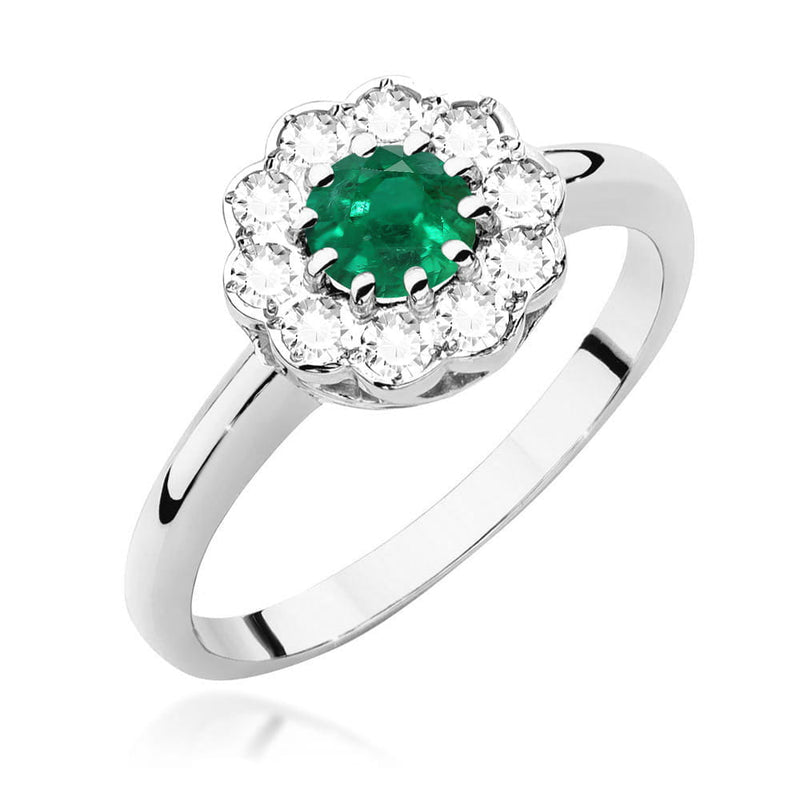 Inel Aur 14K cu Smarald 0.50 ct si Diamante Naturale 0.30 ct, imaginea 7 din 9