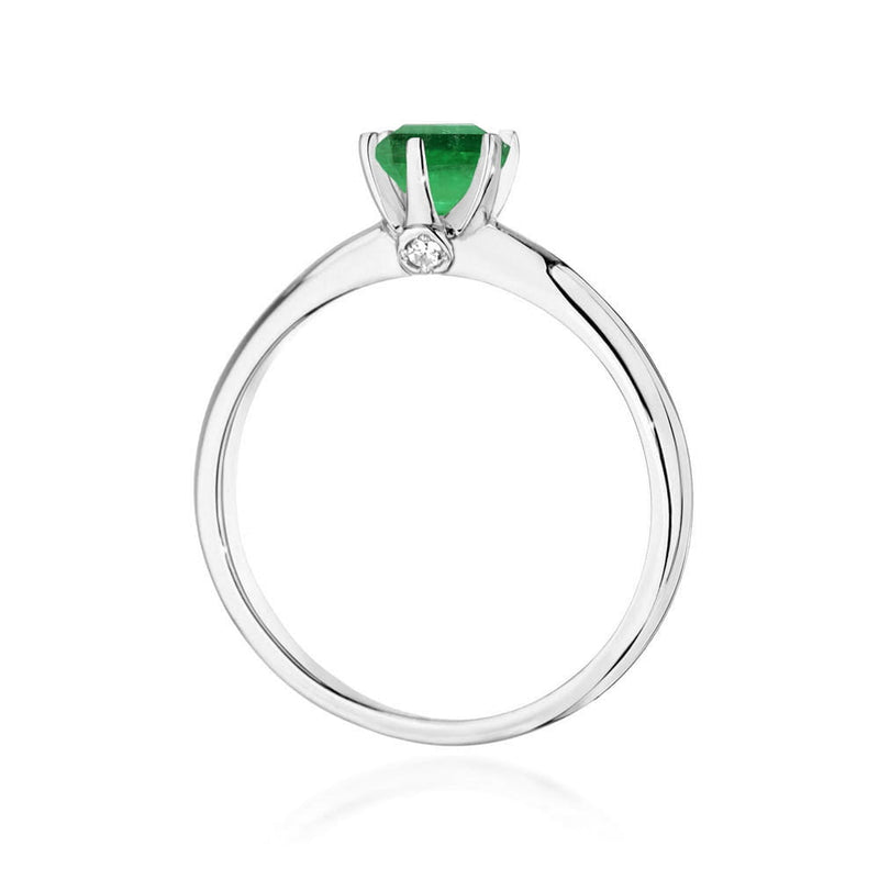 Inel Aur 14K cu Smarald 0.50 ct si Diamante Naturale 0.04 ct, imaginea 11 din 12