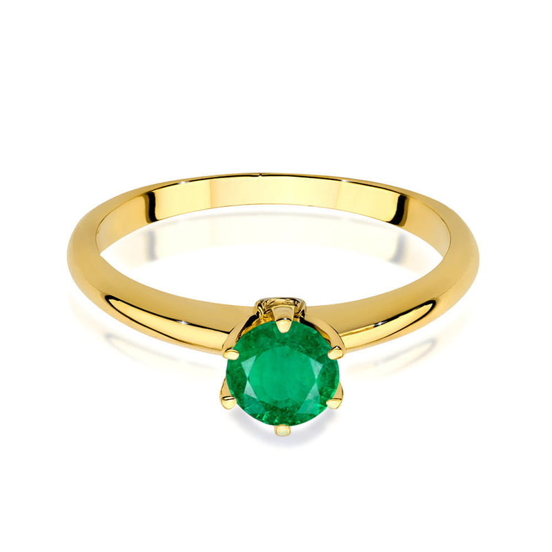 Inel Aur 14K cu Smarald 0.50 ct si Diamante Naturale 0.04 ct, imaginea 2 din 12