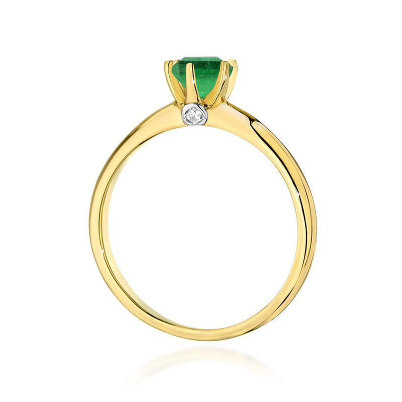 Inel Aur 14K cu Smarald 0.50 ct si Diamante Naturale 0.04 ct, imaginea 3 din 12
