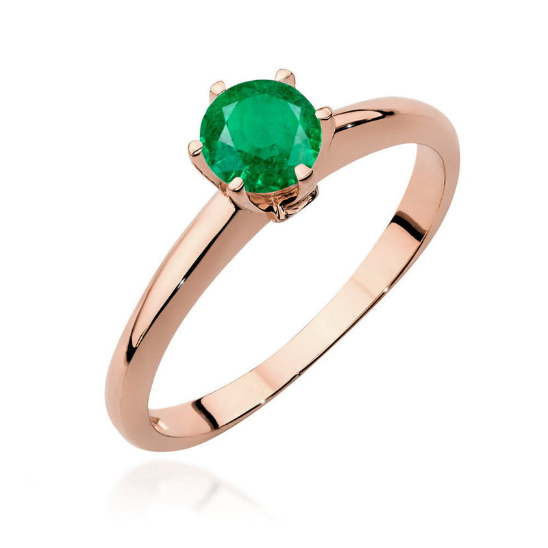 Inel Aur 14K cu Smarald 0.50 ct si Diamante Naturale 0.04 ct, imaginea 5 din 12