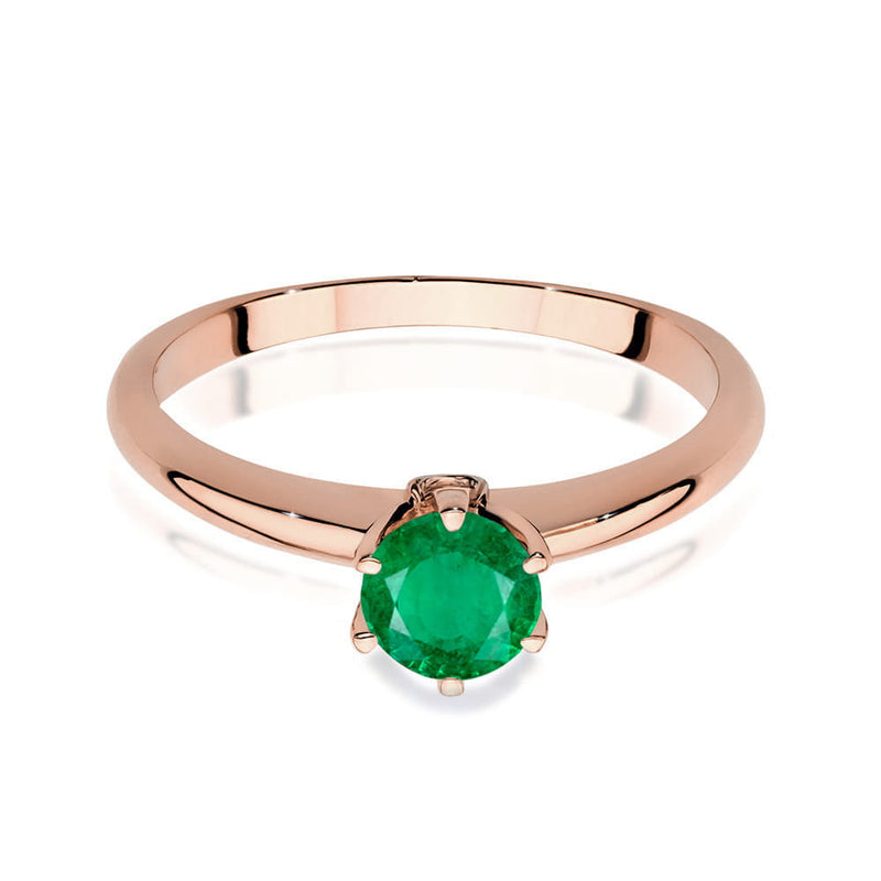 Inel Aur 14K cu Smarald 0.50 ct si Diamante Naturale 0.04 ct, imaginea 6 din 12