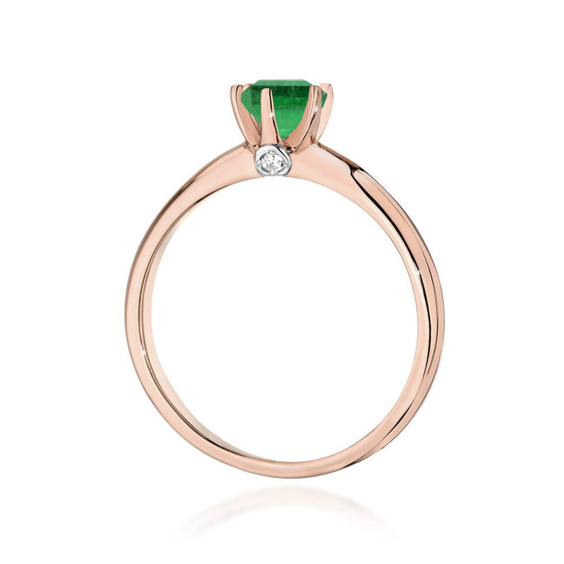 Inel Aur 14K cu Smarald 0.50 ct si Diamante Naturale 0.04 ct, imaginea 7 din 12