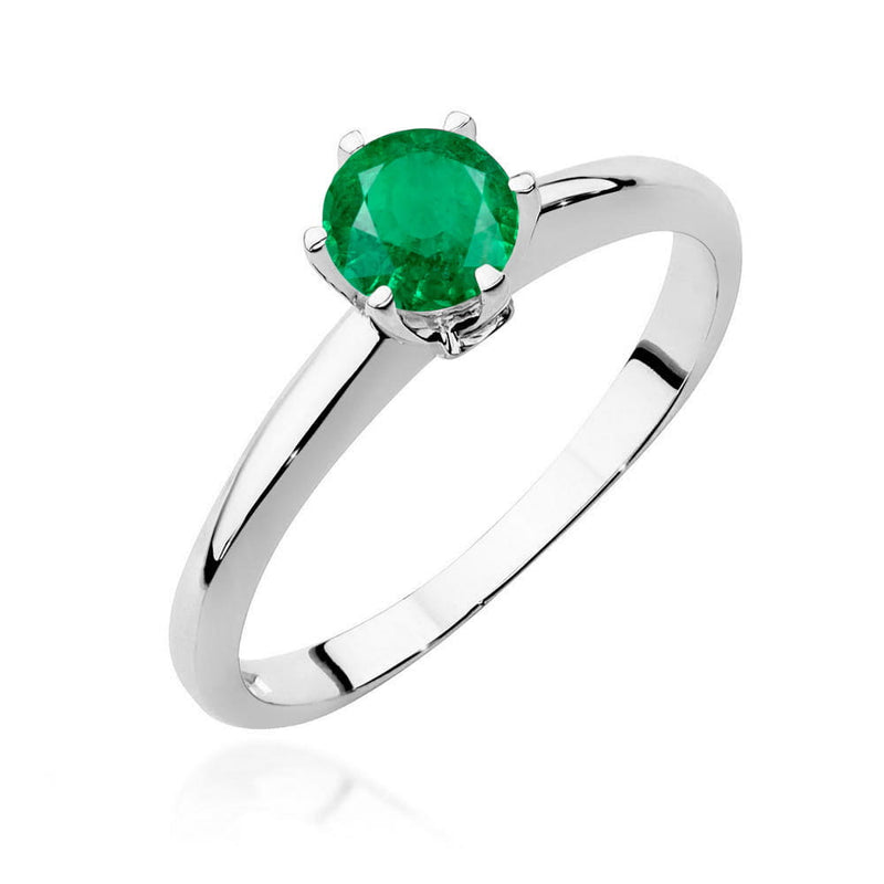 Inel Aur 14K cu Smarald 0.50 ct si Diamante Naturale 0.04 ct, imaginea 9 din 12