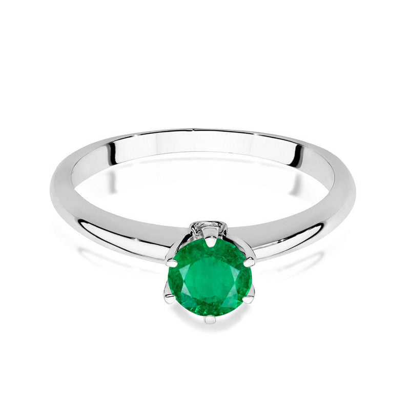 Inel Aur 14K cu Smarald 0.50 ct si Diamante Naturale 0.04 ct, imaginea 10 din 12