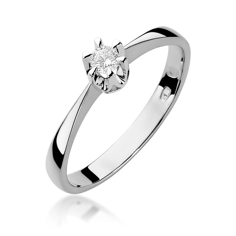 Inel Aur 14K cu Diamant Natural 0.12 ct, imaginea 9 din 12