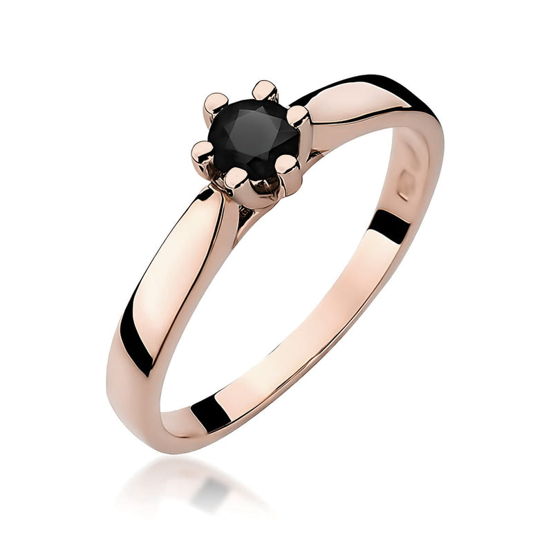 Inel Aur 14K cu Diamant Natural Negru 0.30 ct, imaginea 5 din 12