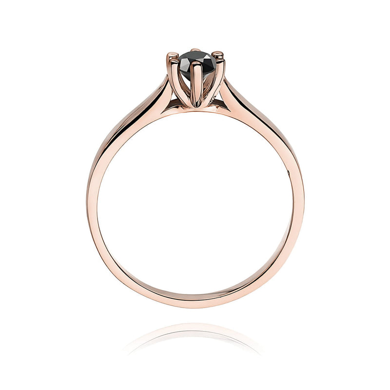 Inel Aur 14K cu Diamant Natural Negru 0.30 ct, imaginea 7 din 12