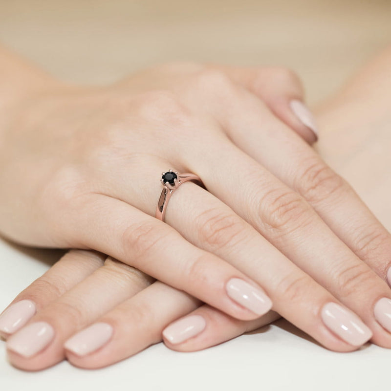 Inel Aur 14K cu Diamant Natural Negru 0.30 ct, imaginea 8 din 12